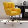 Modern Office Chair Upholstered Cotton & Linen Swivel Task Chair Height Adjustable