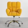 Modern Office Chair Upholstered Cotton & Linen Swivel Task Chair Height Adjustable