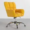 Modern Office Chair Upholstered Cotton & Linen Swivel Task Chair Height Adjustable
