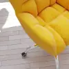 Modern Office Chair Upholstered Cotton & Linen Swivel Task Chair Height Adjustable