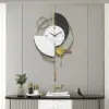 3D Mute Metal Wall Clock with Gold Pendulum Modern Round Decor Art Living Room Bedroom