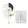 3D Mute Metal Wall Clock with Gold Pendulum Modern Round Decor Art Living Room Bedroom