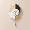 3D Mute Metal Wall Clock with Gold Pendulum Modern Round Decor Art Living Room Bedroom