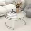 800mm Modern Round Acrylic Coffee Table for Living Room with Tempered Glass Top