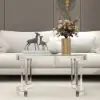 800mm Modern Round Acrylic Coffee Table for Living Room with Tempered Glass Top