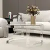 800mm Modern Round Acrylic Coffee Table for Living Room with Tempered Glass Top