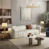 2261 mm Performance Leather Upholstered Channel Tufted Sofa with Gold Legs