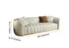 2261 mm Performance Leather Upholstered Channel Tufted Sofa with Gold Legs