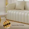 2261 mm Performance Leather Upholstered Channel Tufted Sofa with Gold Legs