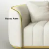 2261 mm Performance Leather Upholstered Channel Tufted Sofa with Gold Legs