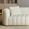 2261 mm Performance Leather Upholstered Channel Tufted Sofa with Gold Legs