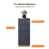 Modern Blue 3-Drawer Bedside Table with Faux Leather Upholstery
