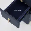 Modern Blue 3-Drawer Bedside Table with Faux Leather Upholstery