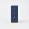Modern Blue 3-Drawer Bedside Table with Faux Leather Upholstery