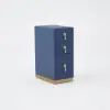 Modern Blue 3-Drawer Bedside Table with Faux Leather Upholstery