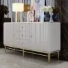Bline Modern Sideboard Buffet Faux Marble Top with Doors & Shelves & Drawers in Large