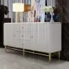 Bline Modern Sideboard Buffet Faux Marble Top with Doors & Shelves & Drawers in Large