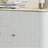 Bline Modern Sideboard Buffet Faux Marble Top with Doors & Shelves & Drawers in Large