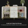 Bline Modern Sideboard Buffet Faux Marble Top with Doors & Shelves & Drawers in Large
