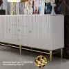 Bline Modern Sideboard Buffet Faux Marble Top with Doors & Shelves & Drawers in Large