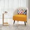 Modern 660 mm White C-Shaped Sintered Stone End table with Gold Finish