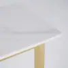 Modern 660 mm White C-Shaped Sintered Stone End table with Gold Finish