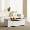 Modern Tempered Glass Lift-Top Coffee Table with Drawers