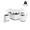 Modern Tempered Glass Lift-Top Coffee Table with Drawers