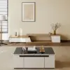 Modern Tempered Glass Lift-Top Coffee Table with Drawers
