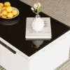 Modern Tempered Glass Lift-Top Coffee Table with Drawers