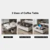 Modern Tempered Glass Lift-Top Coffee Table with Drawers