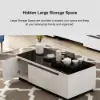 Modern Tempered Glass Lift-Top Coffee Table with Drawers