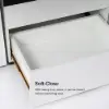 Modern Tempered Glass Lift-Top Coffee Table with Drawers