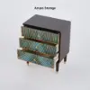 Novel Blue Cabinet Gold-Painted 3-Drawer Chest in Small
