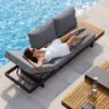Tevara 4-Piece Outdoor Teak & Aluminium Modular Sofa Set with Coffee Table for 6 in Grey
