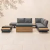 Tevara 4-Piece Outdoor Teak & Aluminium Modular Sofa Set with Coffee Table for 6 in Grey