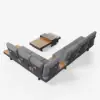 Tevara 4-Piece Outdoor Teak & Aluminium Modular Sofa Set with Coffee Table for 6 in Grey