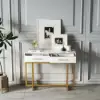 1000mm Narrow Console Table with Storage Drawers White Hallway Table with Metal Legs