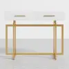1000mm Narrow Console Table with Storage Drawers White Hallway Table with Metal Legs