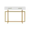 1000mm Narrow Console Table with Storage Drawers White Hallway Table with Metal Legs