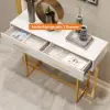 1000mm Narrow Console Table with Storage Drawers White Hallway Table with Metal Legs