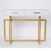 1000mm Narrow Console Table with Storage Drawers White Hallway Table with Metal Legs