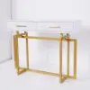 1000mm Narrow Console Table with Storage Drawers White Hallway Table with Metal Legs