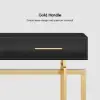 1000mm Modern Narrow Black Console Table with Storage Drawers and Metal Legs in Gold