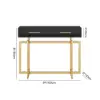 1000mm Modern Narrow Black Console Table with Storage Drawers and Metal Legs in Gold