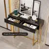 1000mm Modern Narrow Black Console Table with Storage Drawers and Metal Legs in Gold