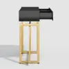 1000mm Modern Narrow Black Console Table with Storage Drawers and Metal Legs in Gold