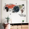 Modern 29.1" Acrylic World Map Wall Clock with Plug-In LED Display – 740mm