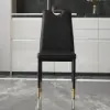 Modern Upholstered Dining Chair in Black (Set of 2) with Carbon Steel Legs