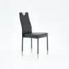 Modern Upholstered Dining Chair in Black (Set of 2) with Carbon Steel Legs